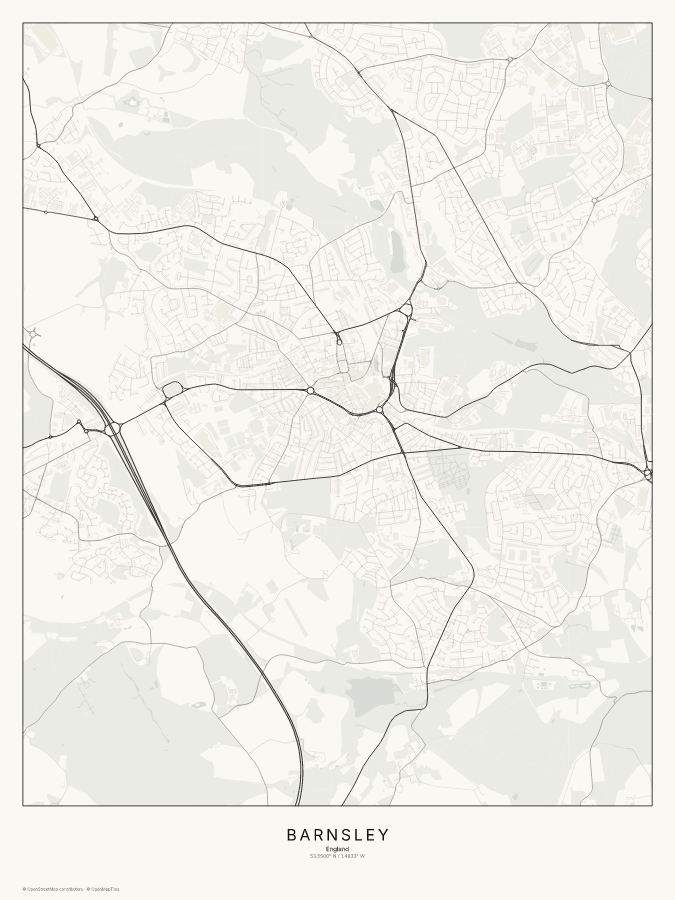 Barnsley map poster, classic style