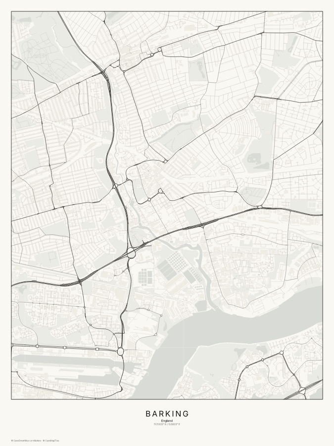 Barking map poster, classic style