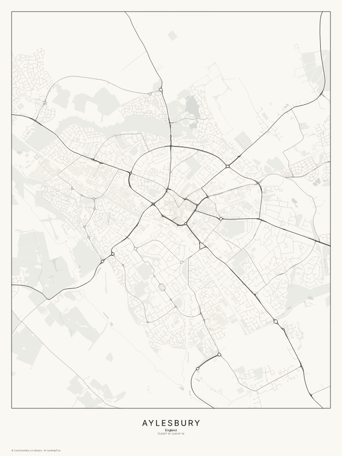 Aylesbury map poster, classic style