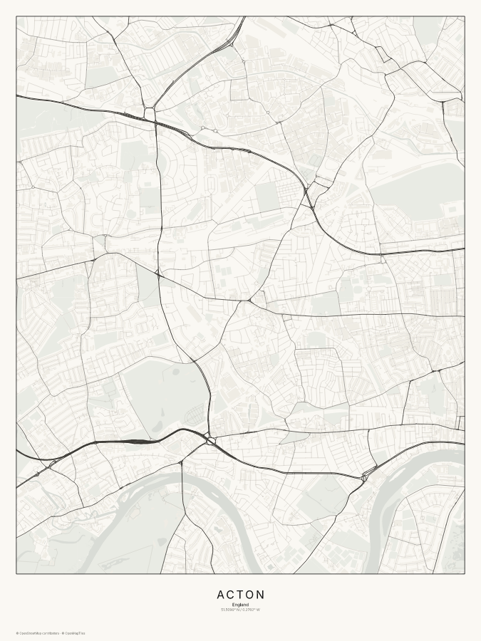 Acton map poster, classic style