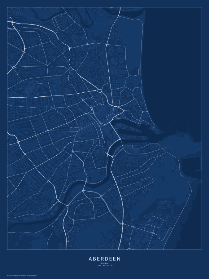 Aberdeen map poster, blueprint style