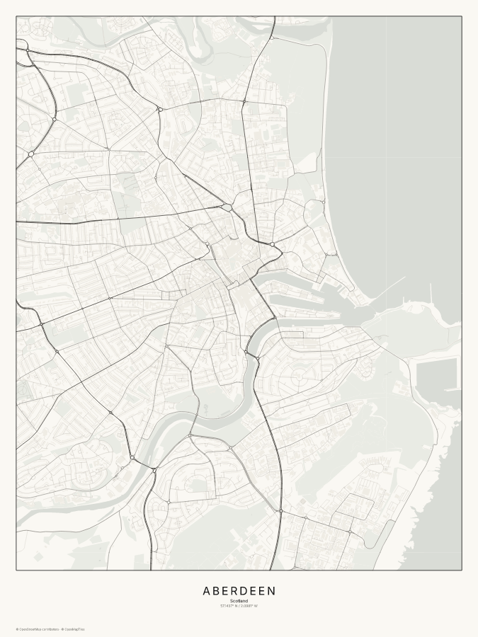 Aberdeen map poster, classic style