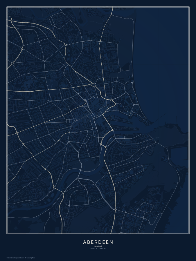 Aberdeen map poster, midnight style