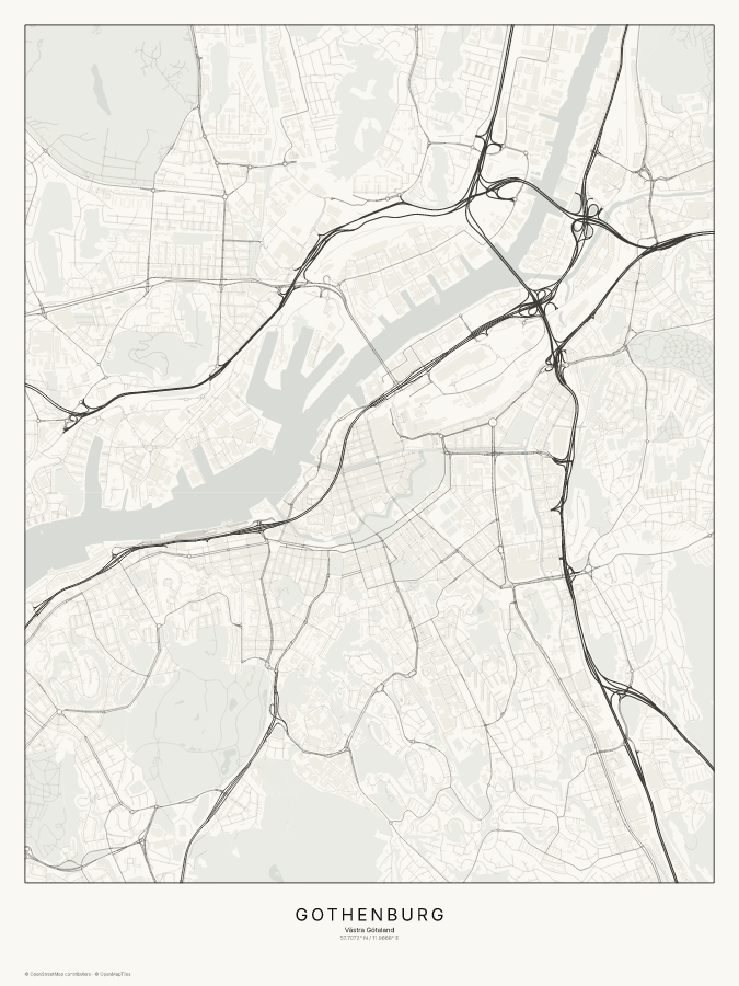 Gothenburg map poster, classic style