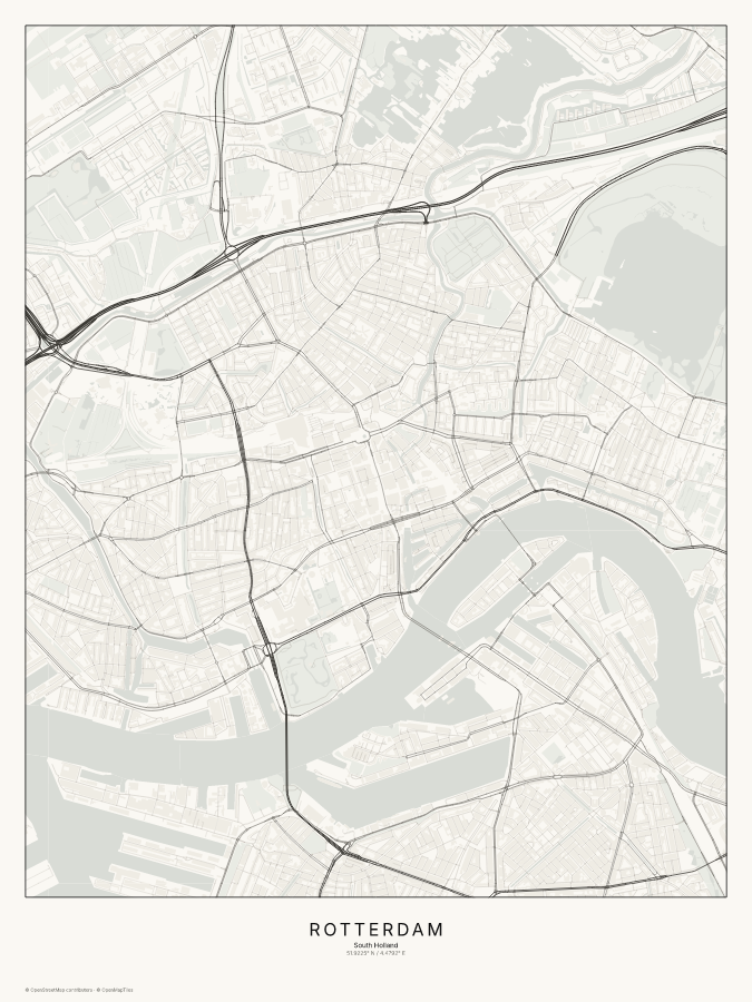 Rotterdam map poster, classic style