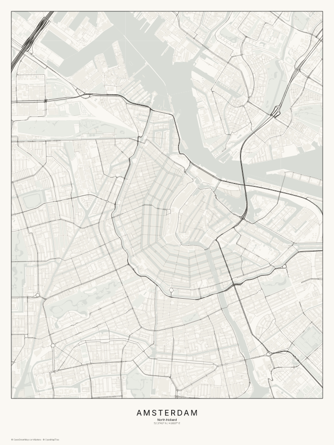 Amsterdam map poster, classic style