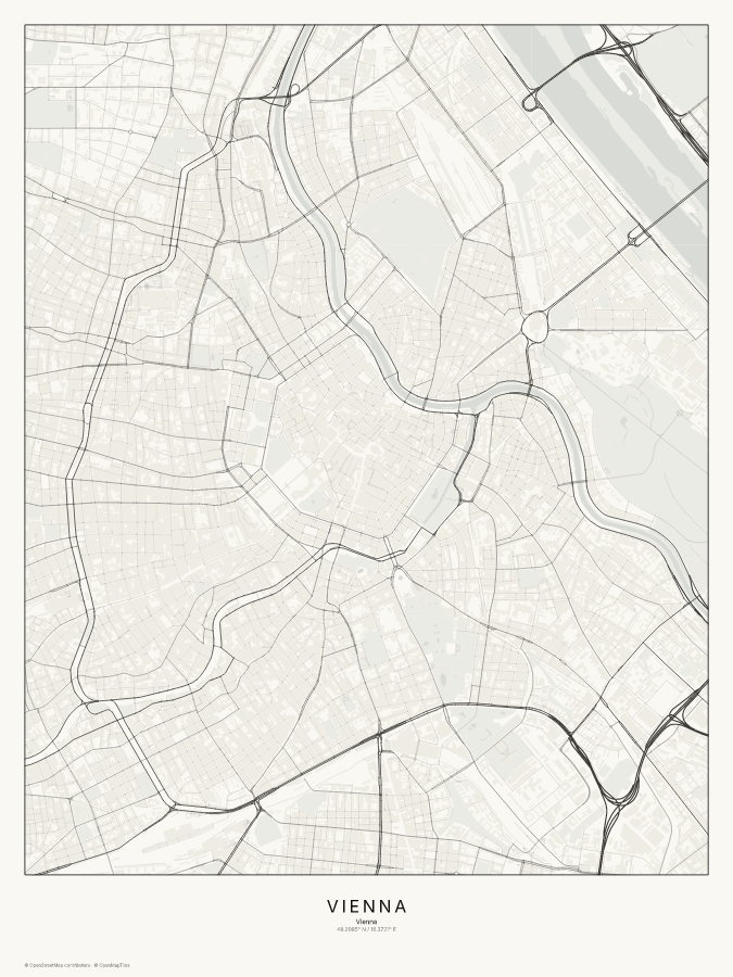 Vienna map poster, classic style