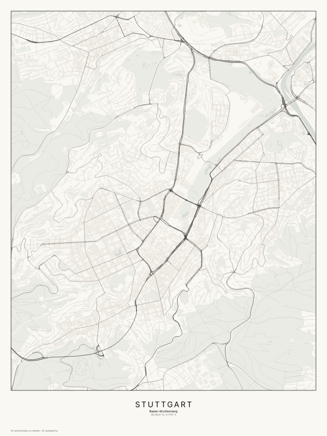 Stuttgart map poster, classic style