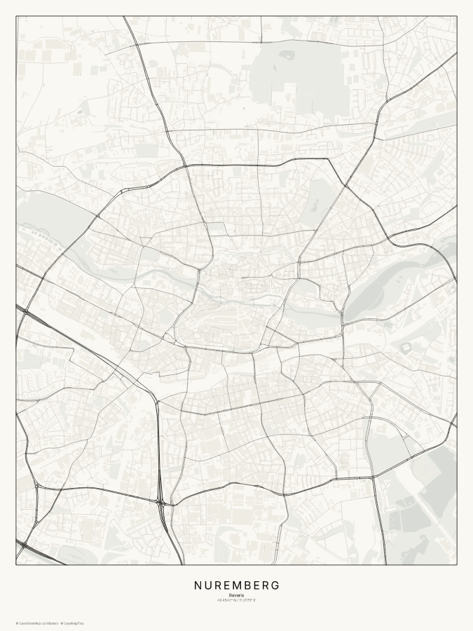 Nuremberg map poster, classic style