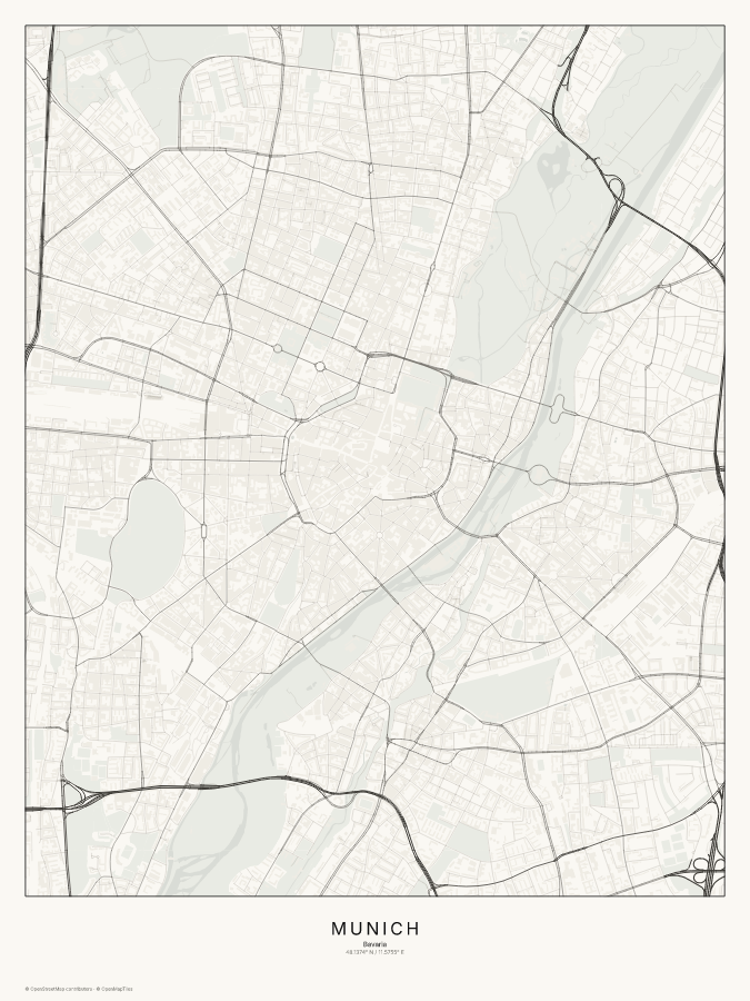 Munich map poster, classic style