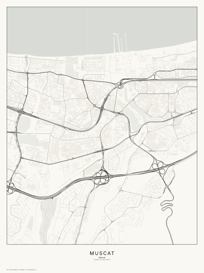 Muscat map poster, classic style