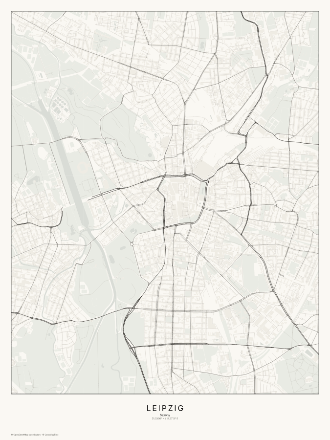 Leipzig map poster, classic style
