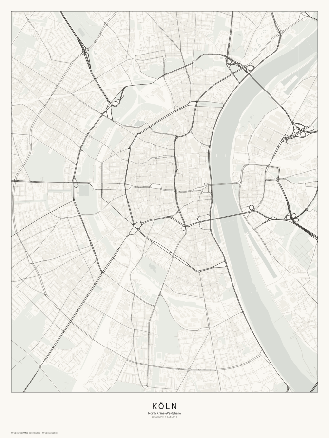 Köln map poster, classic style