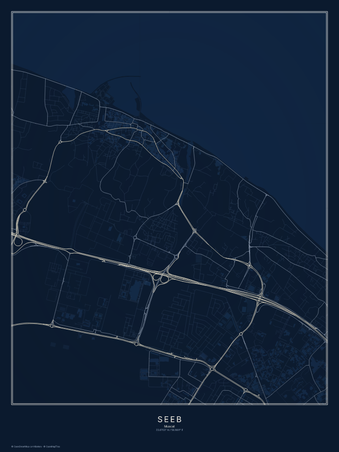 Seeb map poster, midnight style