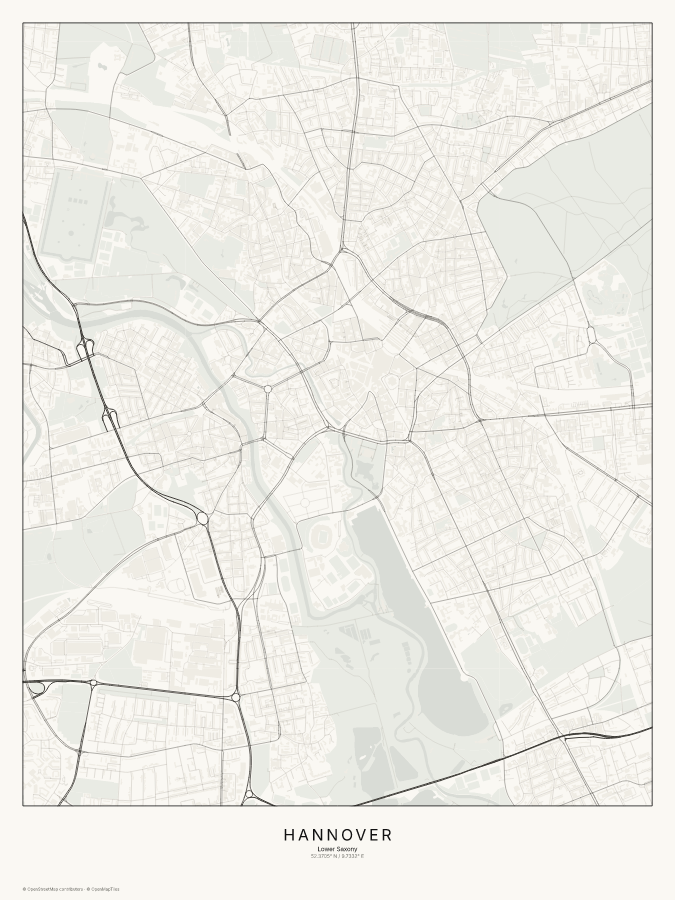 Hannover map poster, classic style