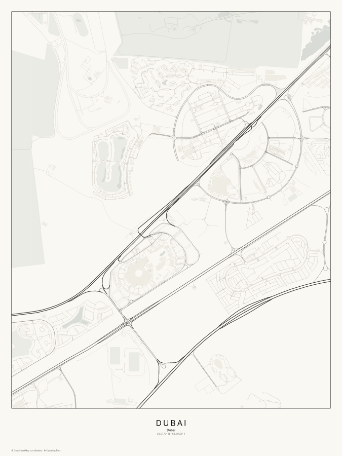 Dubai map poster, classic style