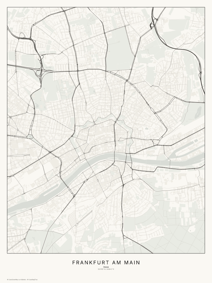 Frankfurt am Main map poster, classic style