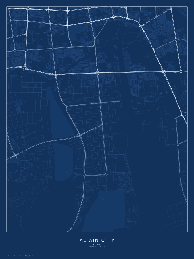 Al Ain City map poster, blueprint style
