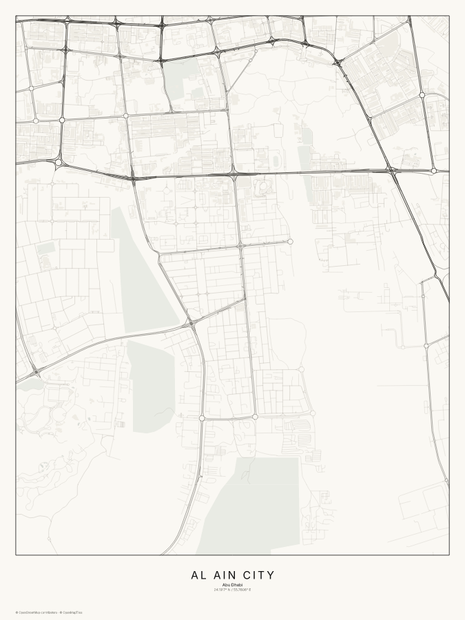 Al Ain City map poster, classic style