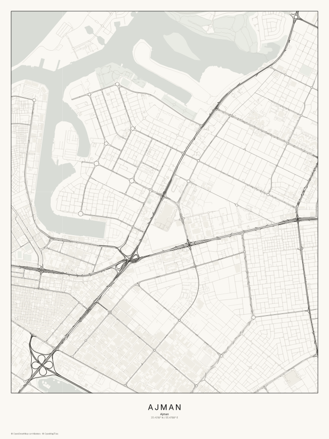 Ajman map poster, classic style