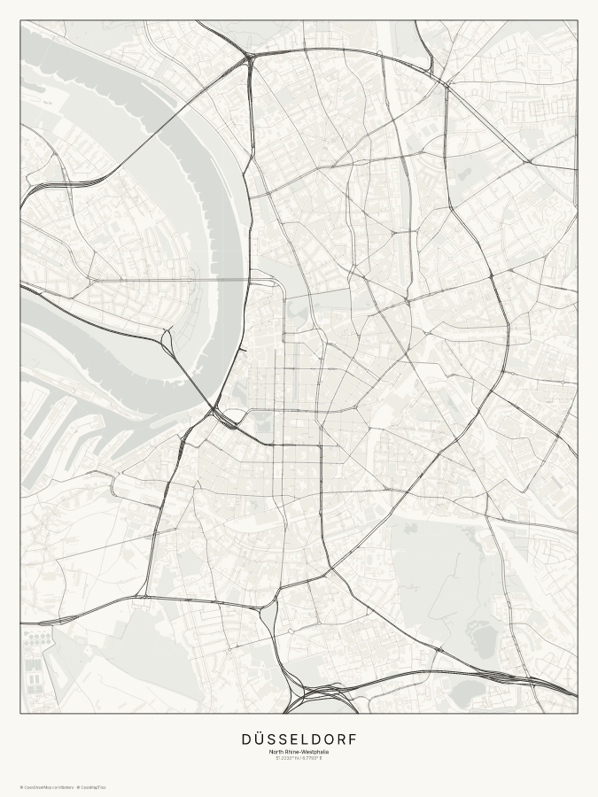 Düsseldorf map poster, classic style