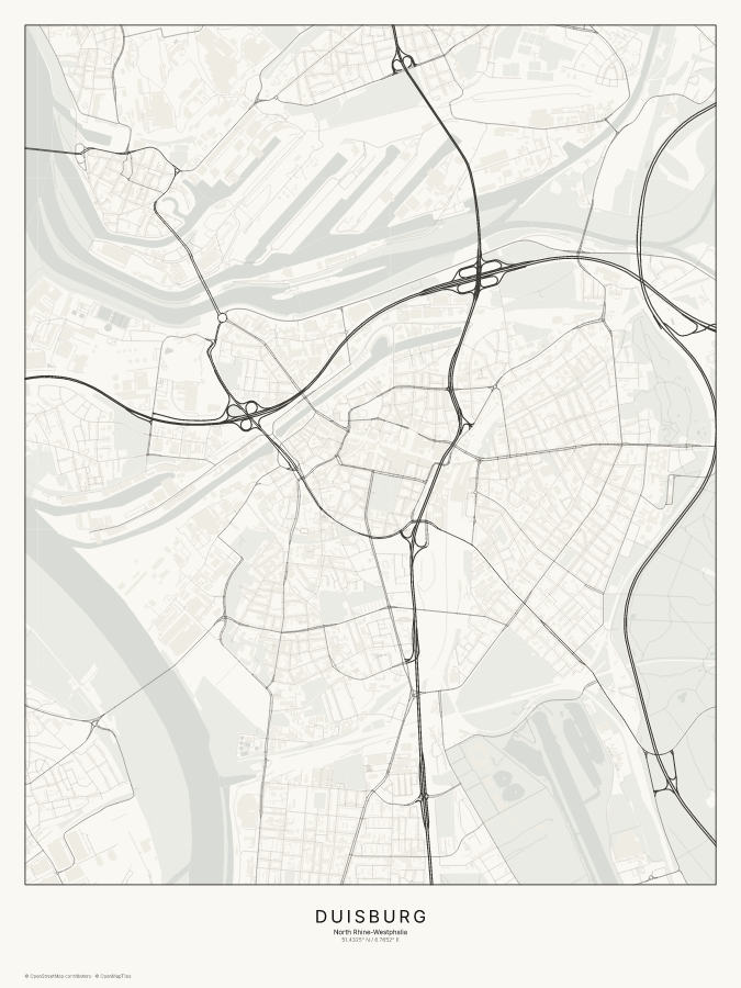 Duisburg map poster, classic style