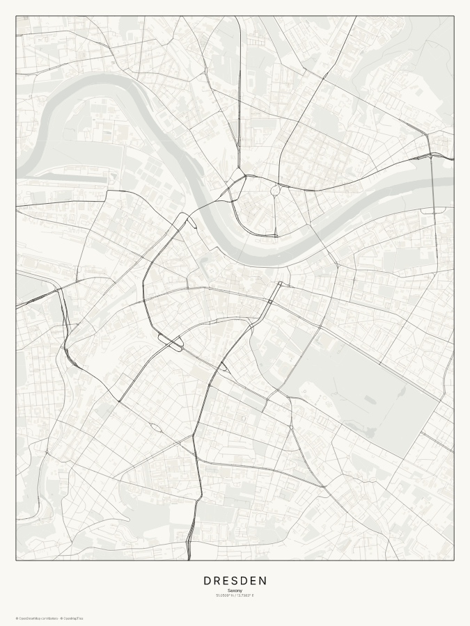 Dresden map poster, classic style