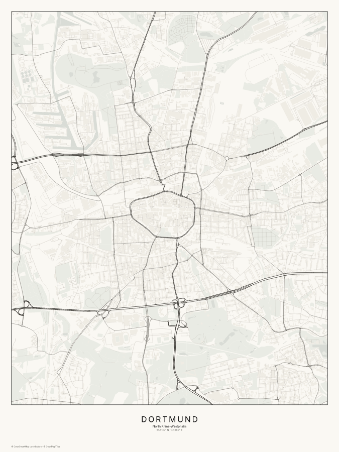 Dortmund map poster, classic style