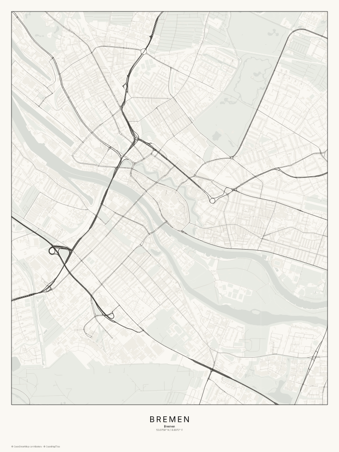 Bremen map poster, classic style