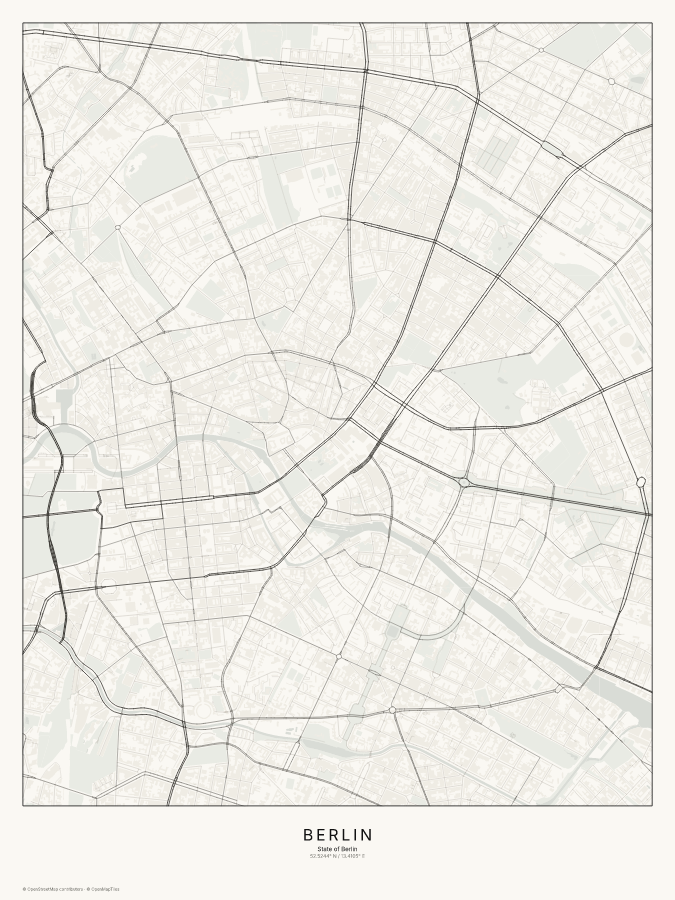Berlin map poster, classic style