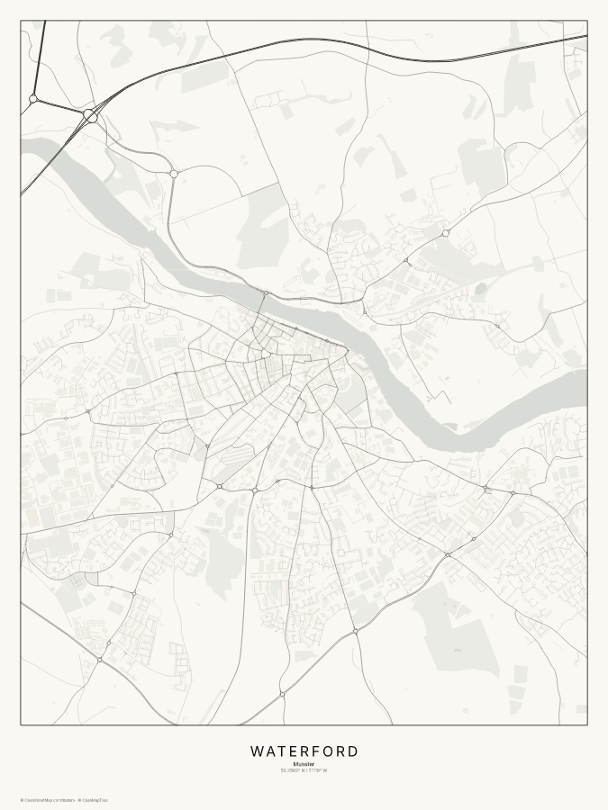 Waterford map poster, classic style