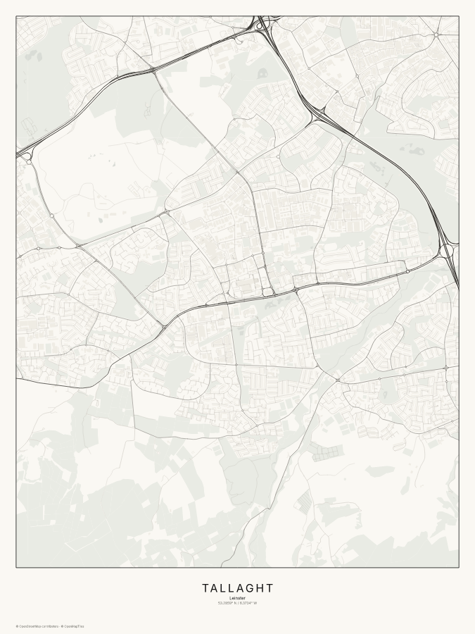 Tallaght map poster, classic style