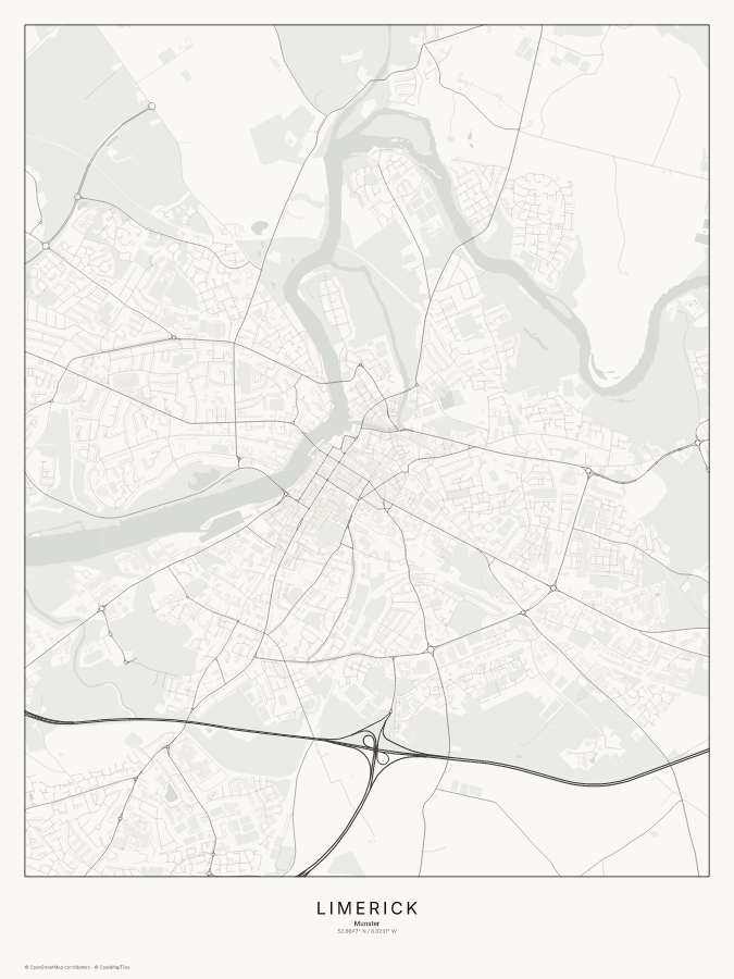 Limerick map poster, classic style