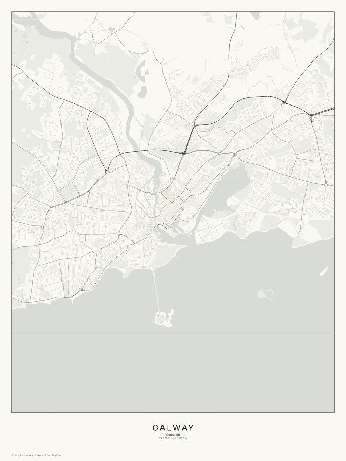 Galway map poster, classic style