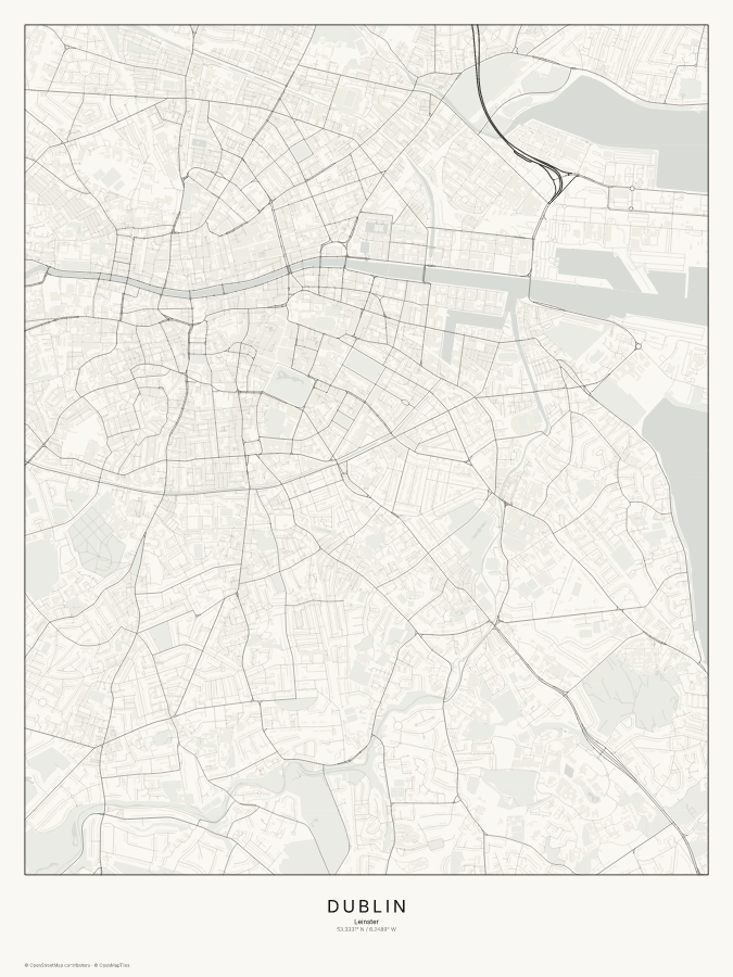 Dublin map poster, classic style