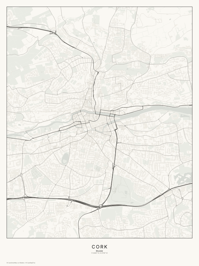 Cork map poster, classic style