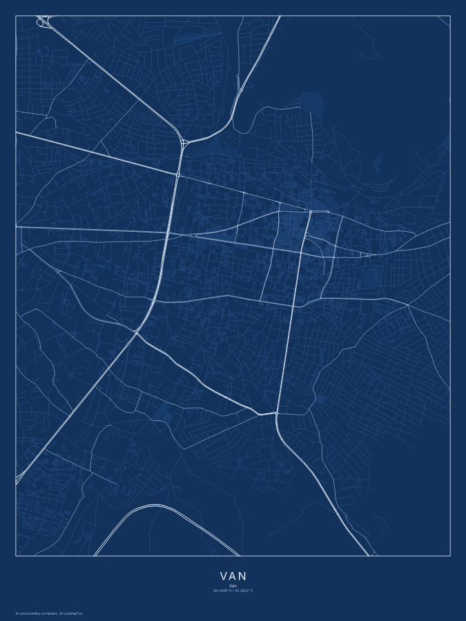 Van map poster, blueprint style