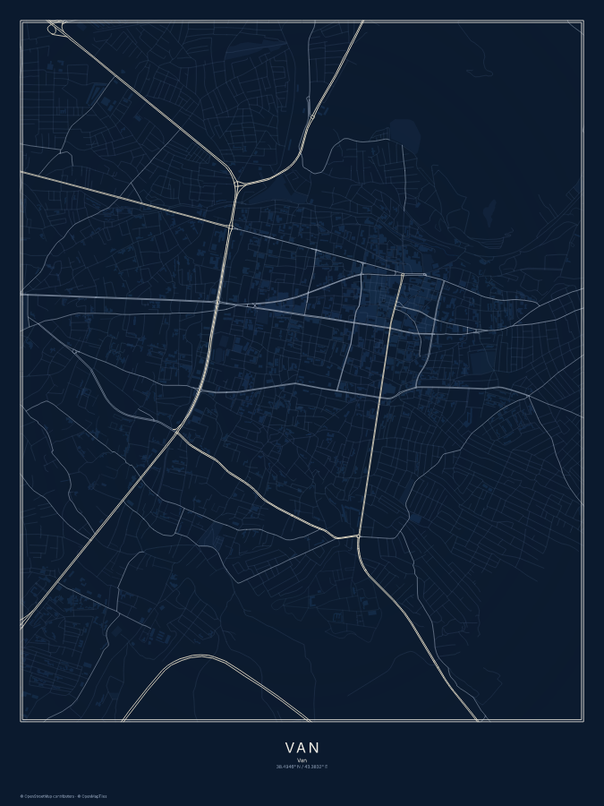 Van map poster, midnight style