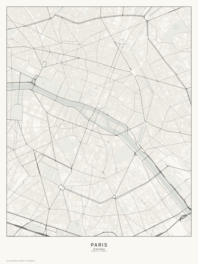 Paris map poster, classic style