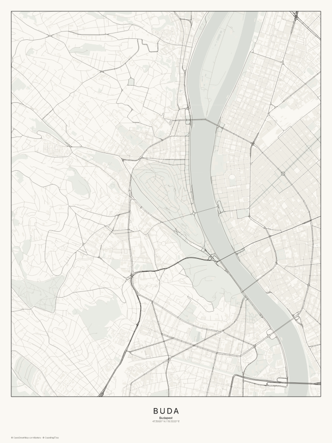 Buda map poster, classic style