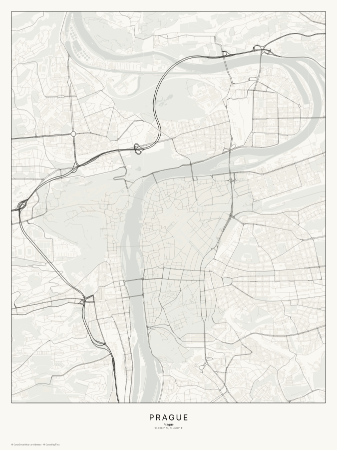 Prague map poster, classic style