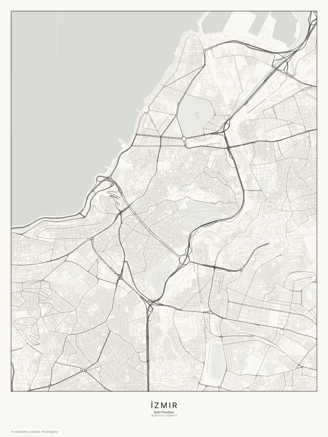 İzmir map poster, classic style