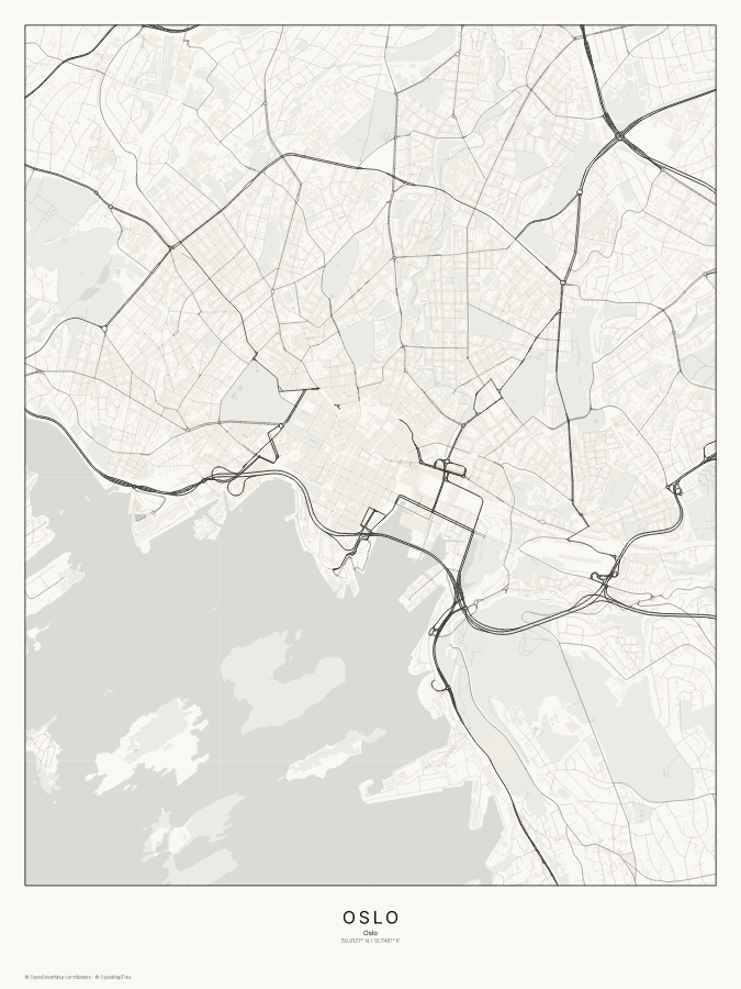 Oslo map poster, classic style