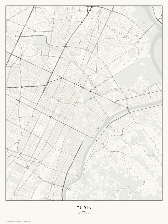 Turin map poster, classic style