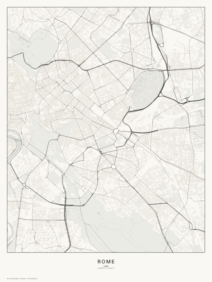 Rome map poster, classic style