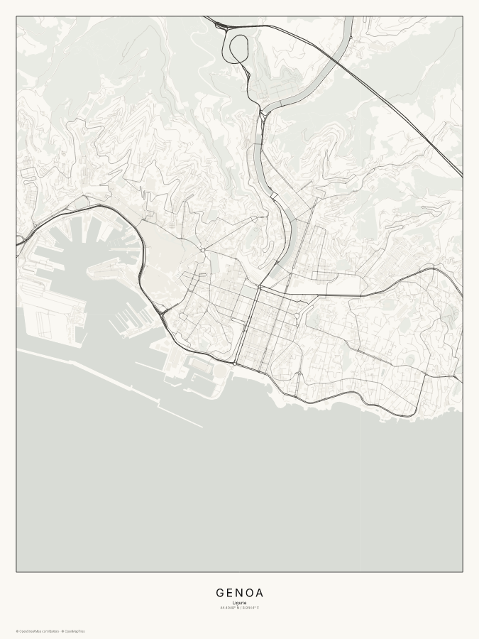 Genoa map poster, classic style