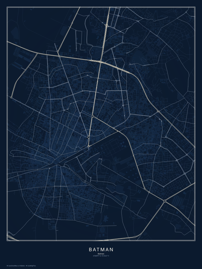 Batman map poster, midnight style