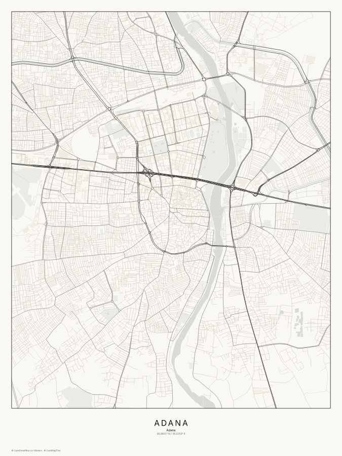 Adana map poster, classic style
