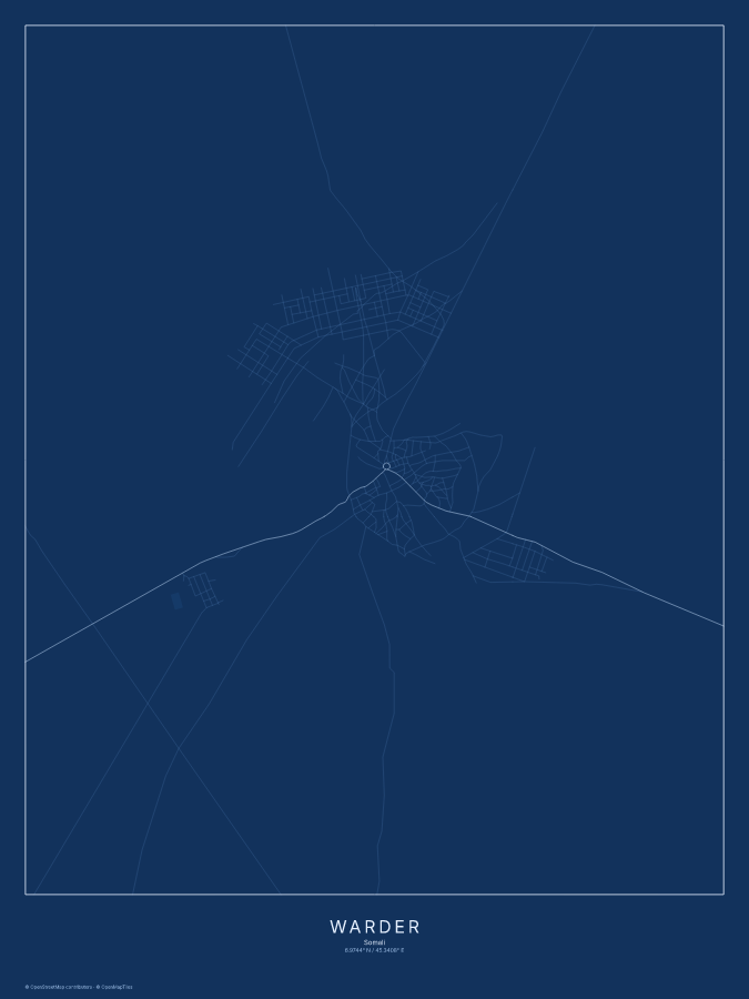 Warder map poster, blueprint style