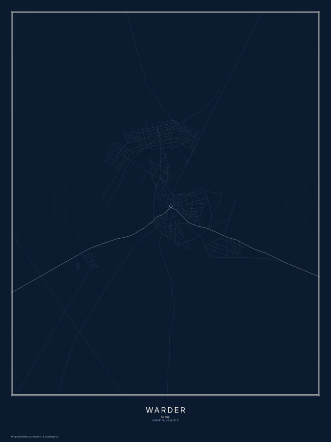 Warder map poster, midnight style